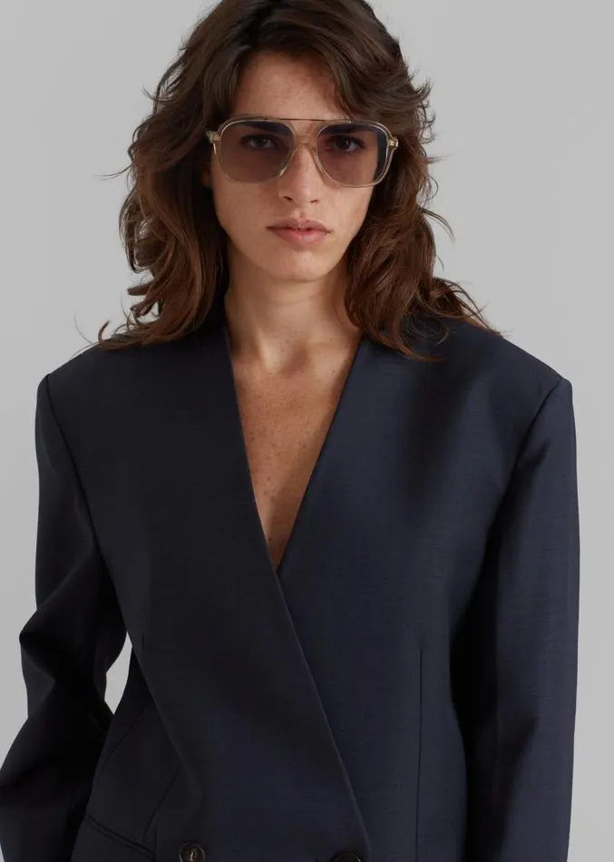 The Frankie Shop Lyxe Collarless Blazer 8211 Charcoal Women Clothing