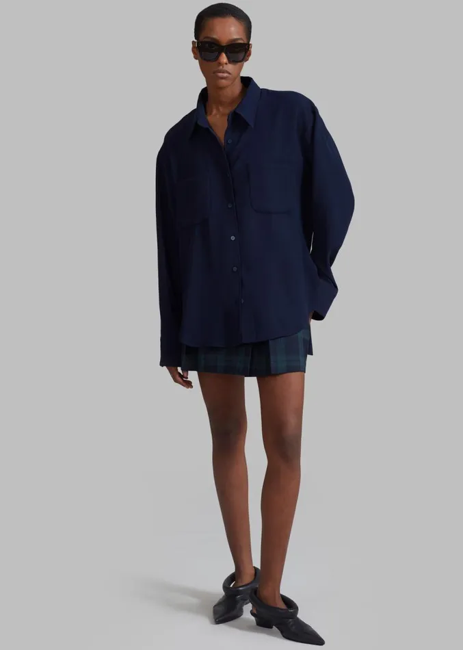 The Frankie Shop Macie Pocket Shirt 8211 Navy Women Tops