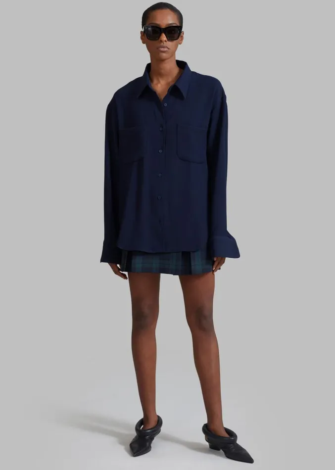 The Frankie Shop Macie Pocket Shirt 8211 Navy Women Tops