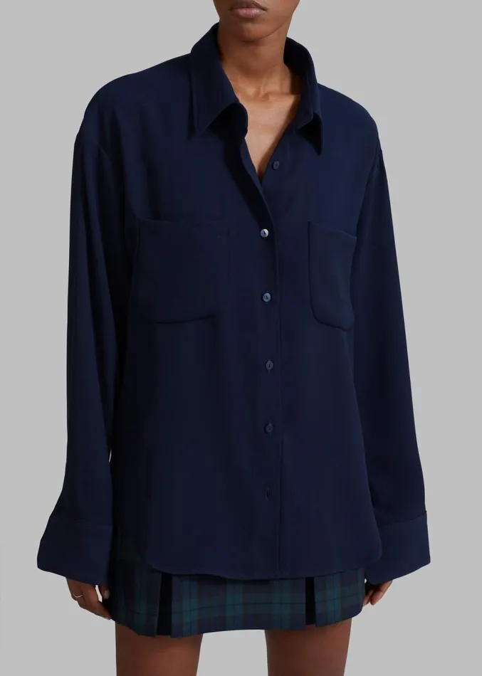 The Frankie Shop Macie Pocket Shirt 8211 Navy Women Tops