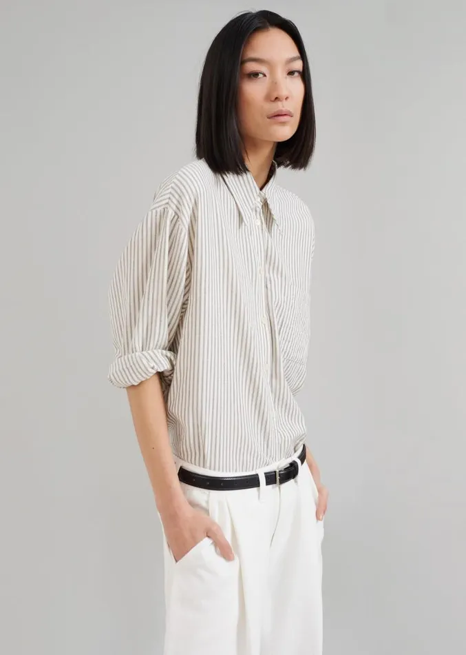 The Frankie Shop Madelen Shirt 8211 Charcoal Stripe Women Clothing