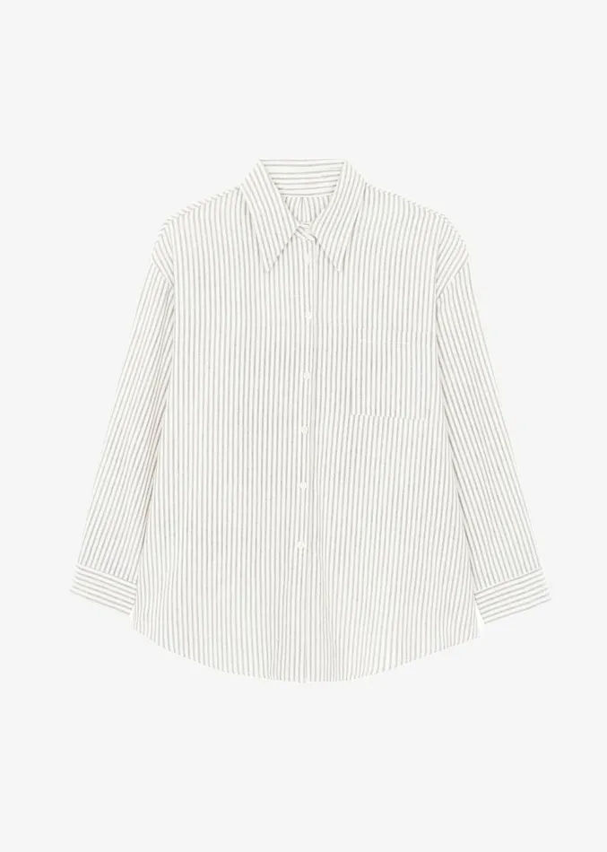 The Frankie Shop Madelen Shirt 8211 Charcoal Stripe Women Clothing
