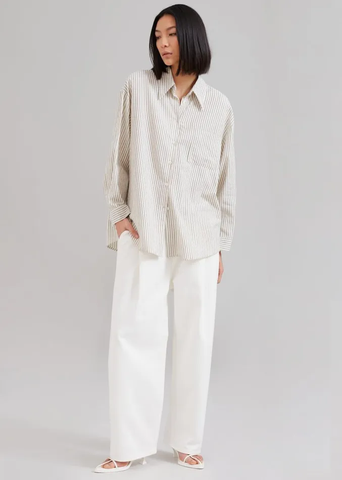 The Frankie Shop Madelen Shirt 8211 Charcoal Stripe Women Clothing