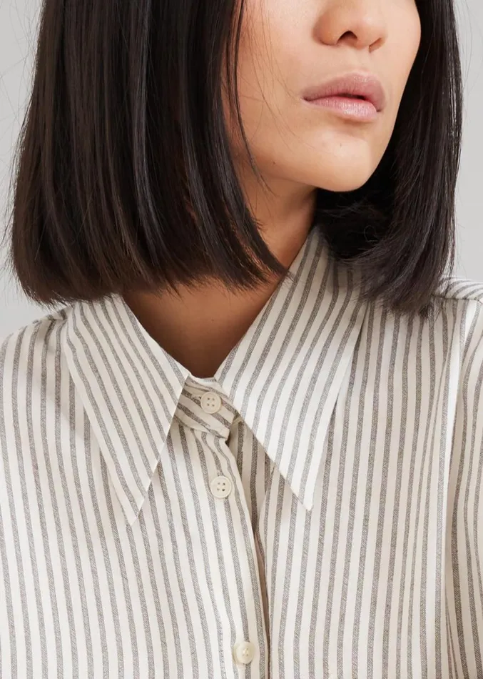 The Frankie Shop Madelen Shirt 8211 Charcoal Stripe Women Clothing