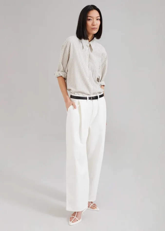 The Frankie Shop Madelen Shirt 8211 Charcoal Stripe Women Clothing