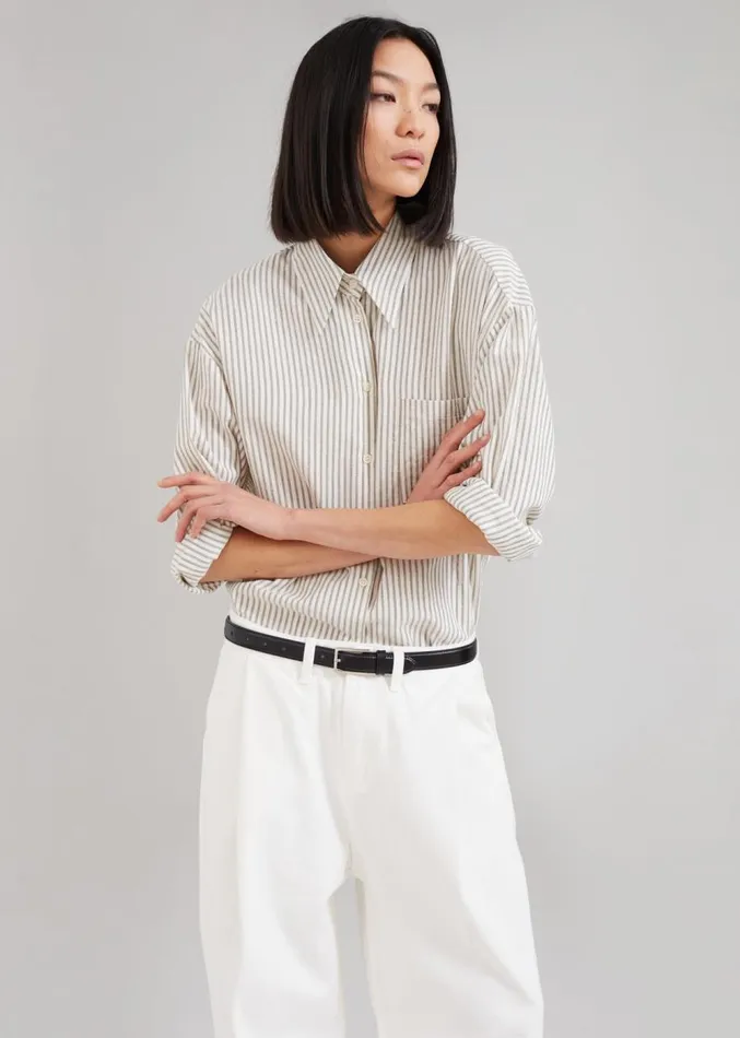 The Frankie Shop Madelen Shirt 8211 Charcoal Stripe Women Clothing