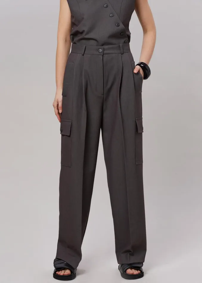 The Frankie Shop Maesa Cargo Pants 8211 Charcoal Women Bottoms