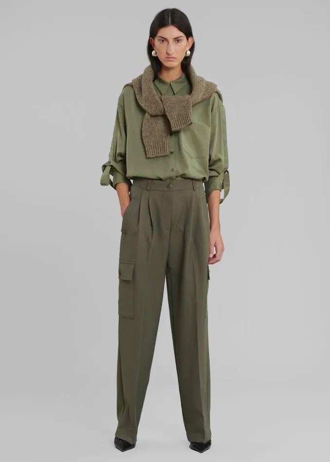 The Frankie Shop Maesa Cargo Pants 8211 Olive Women Clothing