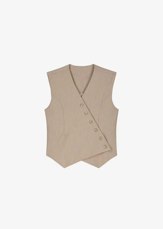 The Frankie Shop Maesa Cross Vest 8211 Taupe Melange Women Outerwear