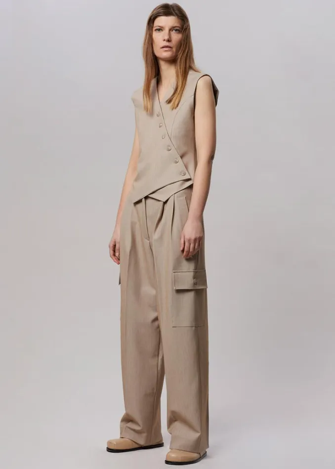 The Frankie Shop Maesa Cross Vest 8211 Taupe Melange Women Outerwear