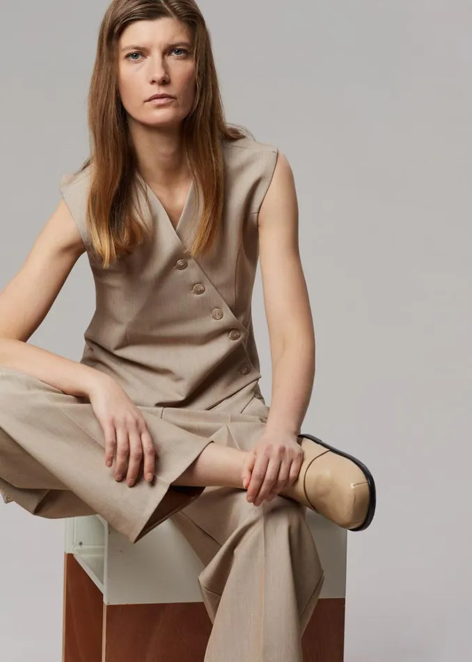 The Frankie Shop Maesa Cross Vest 8211 Taupe Melange Women Outerwear