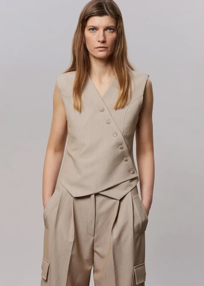 The Frankie Shop Maesa Cross Vest 8211 Taupe Melange Women Outerwear
