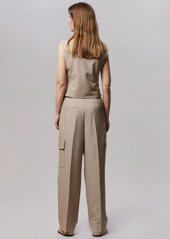 The Frankie Shop Maesa Cross Vest 8211 Taupe Melange Women Outerwear