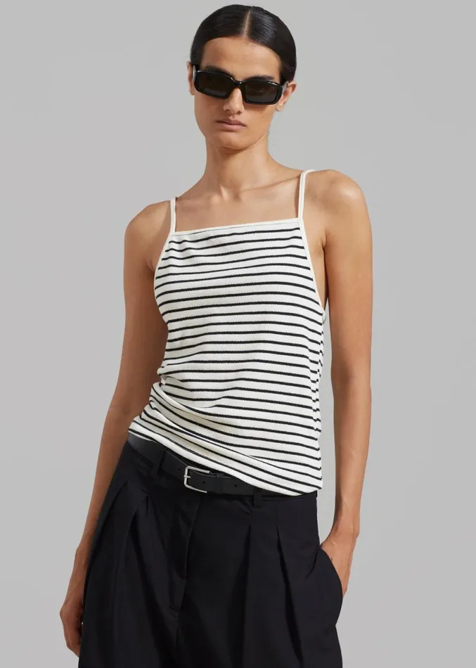 The Frankie Shop Maggie Sleeveless Top 8211 WhiteBlack Stripe Women Clothing