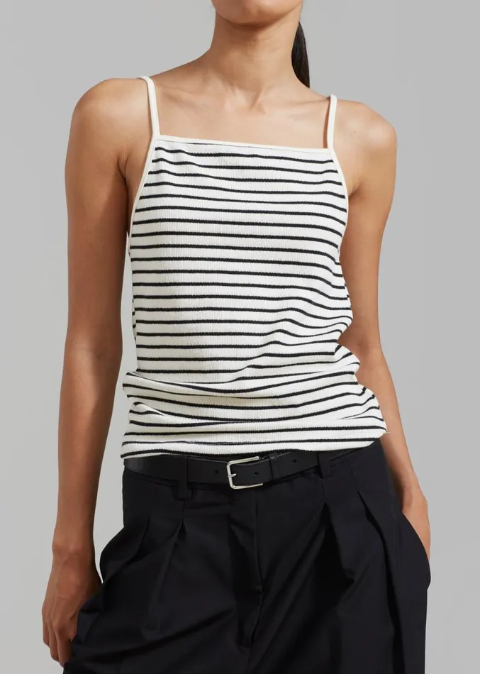 The Frankie Shop Maggie Sleeveless Top 8211 WhiteBlack Stripe Women Clothing