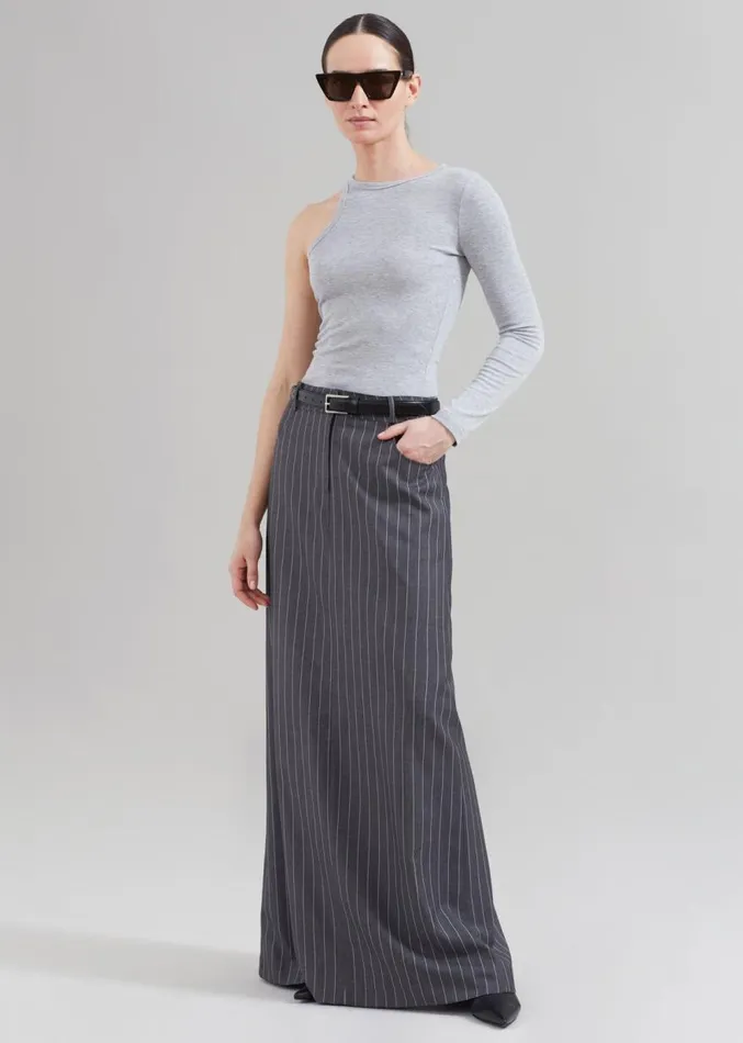 The Frankie Shop Malvo Long Pencil Skirt 8211 Grey Pinstripe Women Clothing