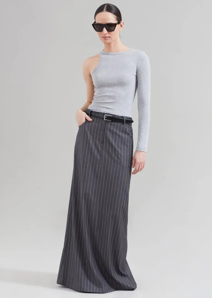 The Frankie Shop Malvo Long Pencil Skirt 8211 Grey Pinstripe Women Clothing