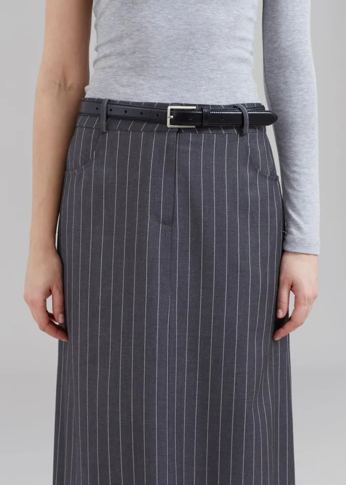 The Frankie Shop Malvo Long Pencil Skirt 8211 Grey Pinstripe Women Clothing