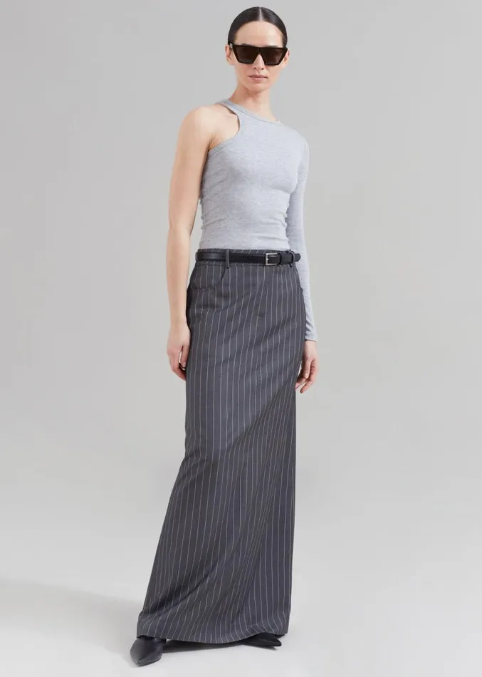 The Frankie Shop Malvo Long Pencil Skirt 8211 Grey Pinstripe Women Clothing