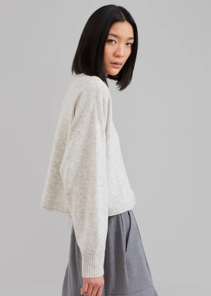 The Frankie Shop Marlan Rolled Edge Sweater 8211 Grey Women Knitwear