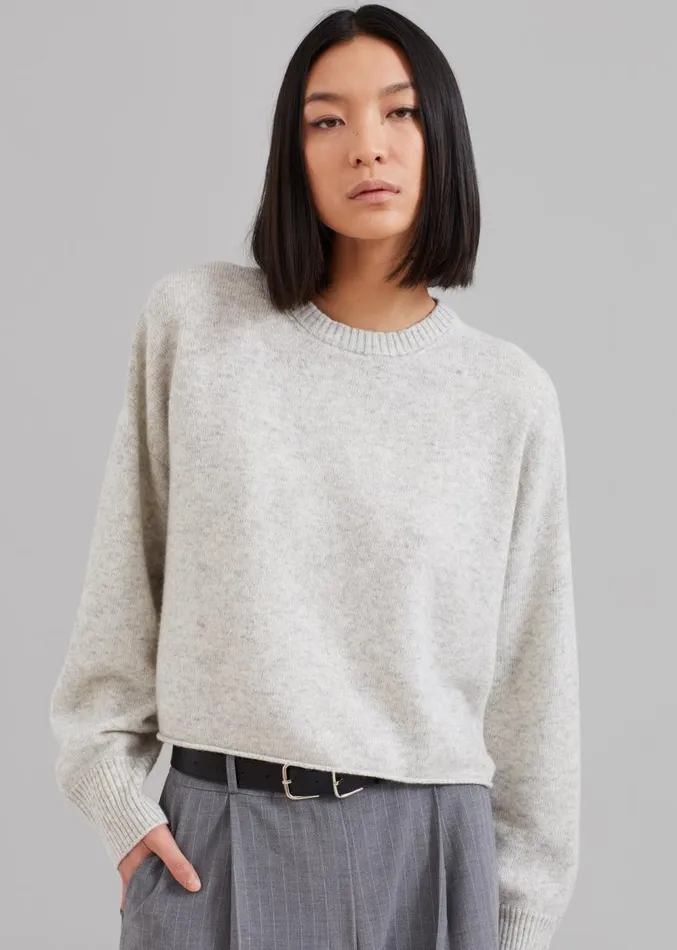 The Frankie Shop Marlan Rolled Edge Sweater 8211 Grey Women Knitwear