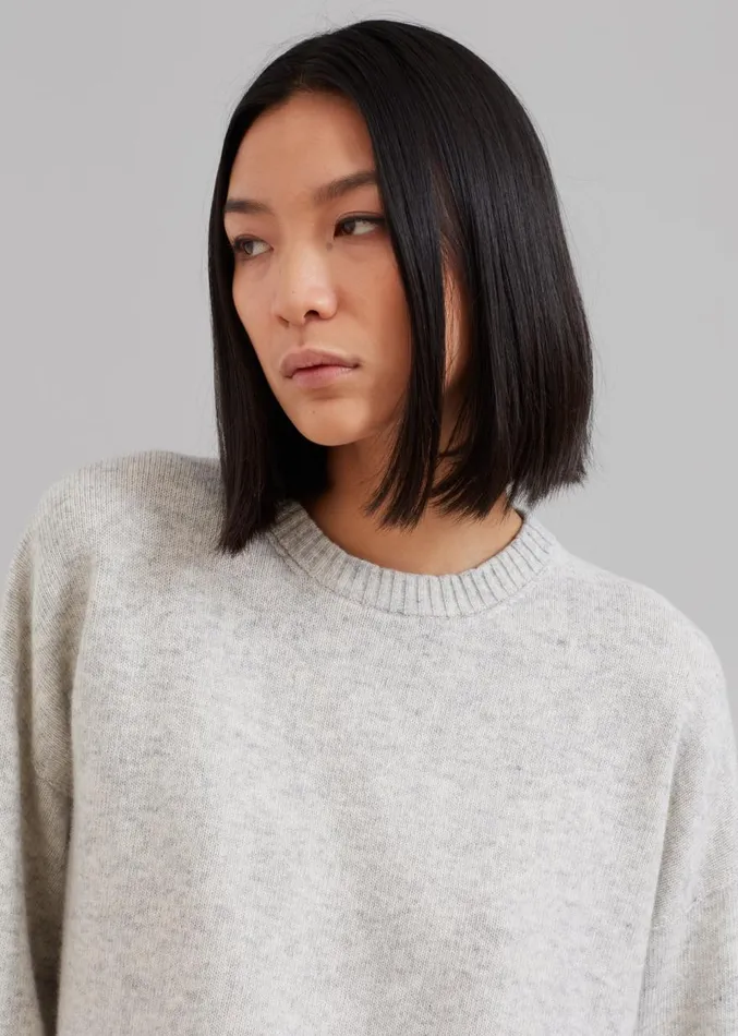 The Frankie Shop Marlan Rolled Edge Sweater 8211 Grey Women Knitwear