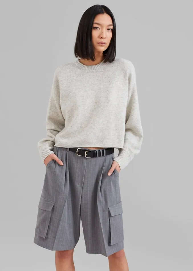 The Frankie Shop Marlan Rolled Edge Sweater 8211 Grey Women Knitwear