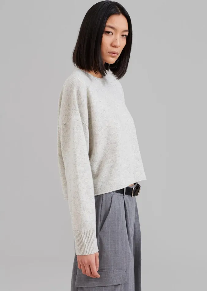 The Frankie Shop Marlan Rolled Edge Sweater 8211 Grey Women Knitwear