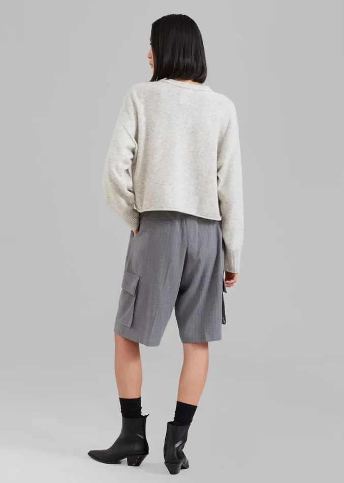 The Frankie Shop Marlan Rolled Edge Sweater 8211 Grey Women Knitwear