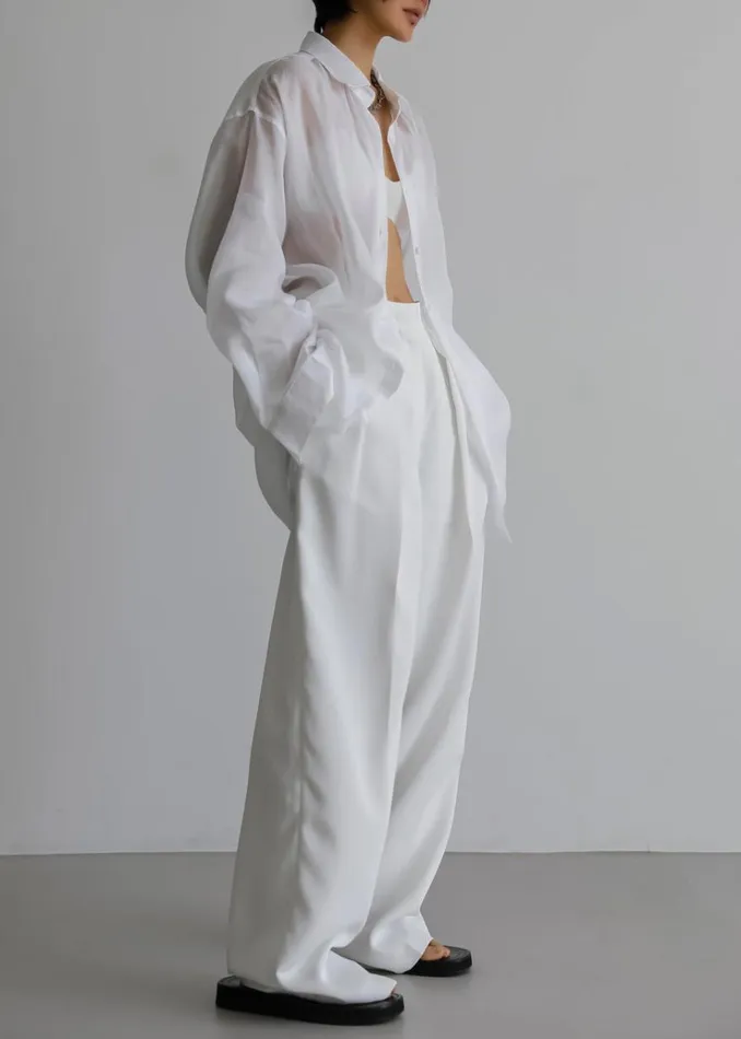The Frankie Shop Marlow Oversized Linen Shirt 8211 White Women Tops