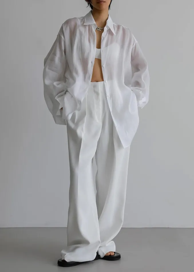 The Frankie Shop Marlow Oversized Linen Shirt 8211 White Women Tops
