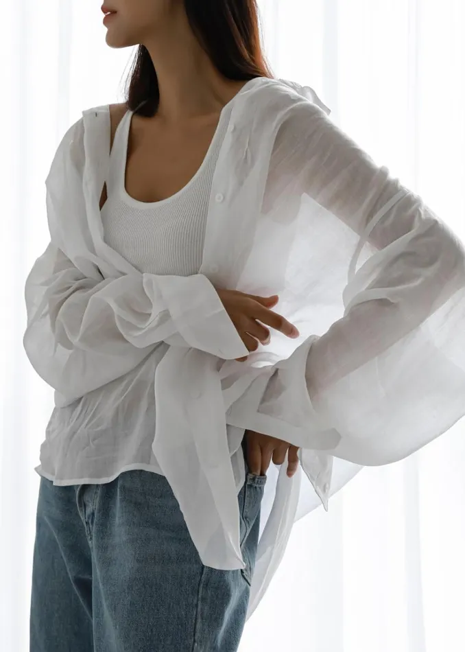 The Frankie Shop Marlow Oversized Linen Shirt 8211 White Women Tops