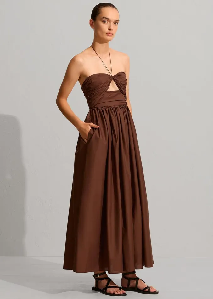 The Frankie Shop Matteau Bandeau Rouched Sundress 8211 Sable Women Clothing