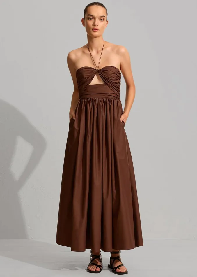 The Frankie Shop Matteau Bandeau Rouched Sundress 8211 Sable Women Clothing