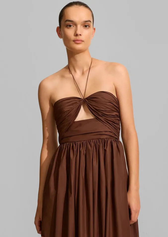 The Frankie Shop Matteau Bandeau Rouched Sundress 8211 Sable Women Clothing
