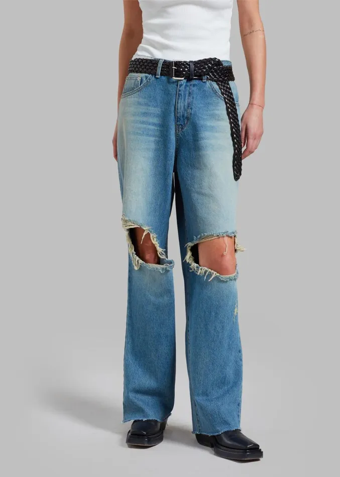 The Frankie Shop Melbourne Ripped Jeans 8211 Worn Wash Women Clothing