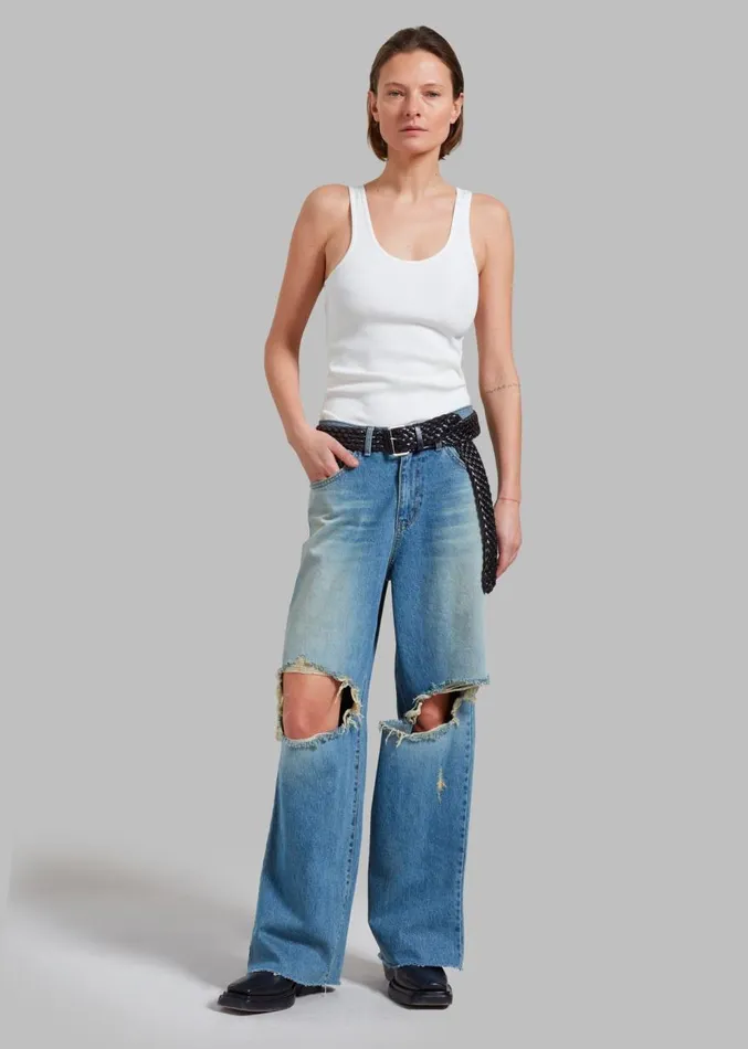 The Frankie Shop Melbourne Ripped Jeans 8211 Worn Wash Women Clothing