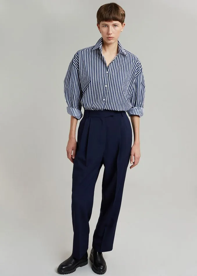 The Frankie Shop Melody Cotton Shirt 8211 Navy Stripe Women Tops