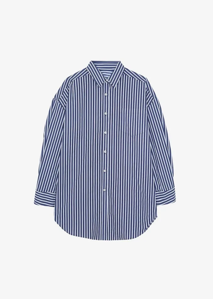 The Frankie Shop Melody Cotton Shirt 8211 Navy Stripe Women Tops