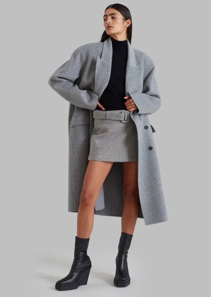 The Frankie Shop Mendy Belted Mini Skirt 8211 Grey Women Clothing