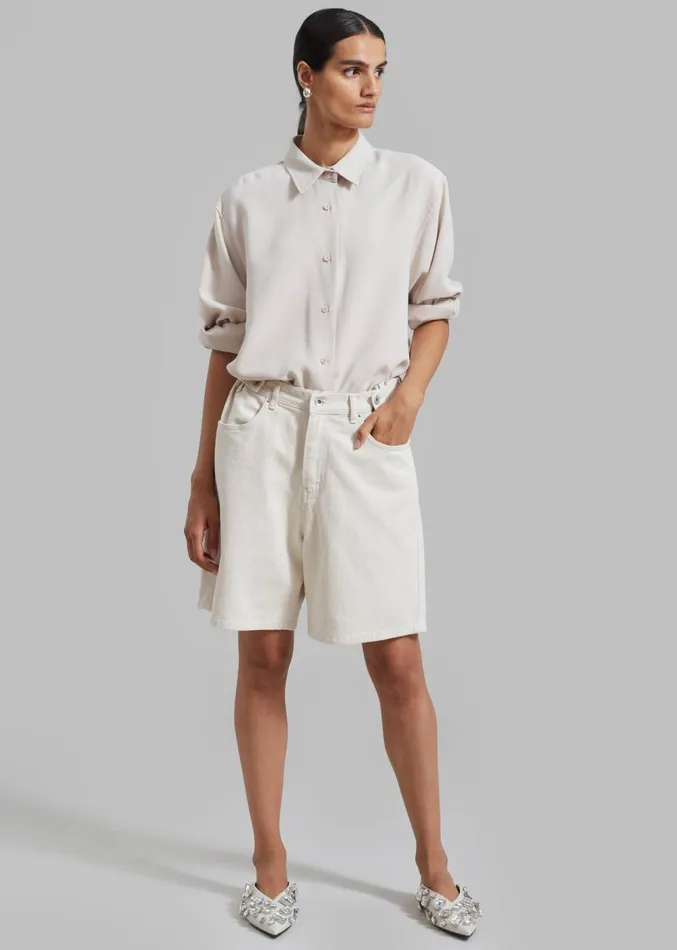 The Frankie Shop Meredith Denim Shorts 8211 Cream Women Denim