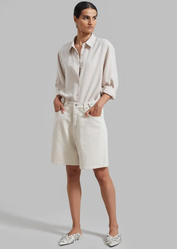 The Frankie Shop Meredith Denim Shorts 8211 Cream Women Denim