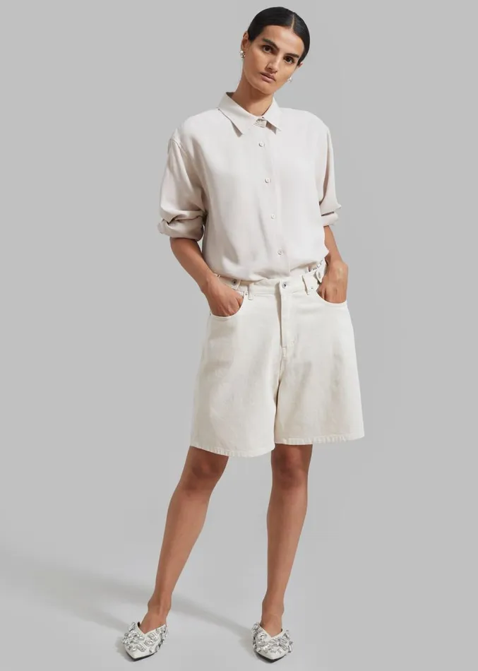 The Frankie Shop Meredith Denim Shorts 8211 Cream Women Denim