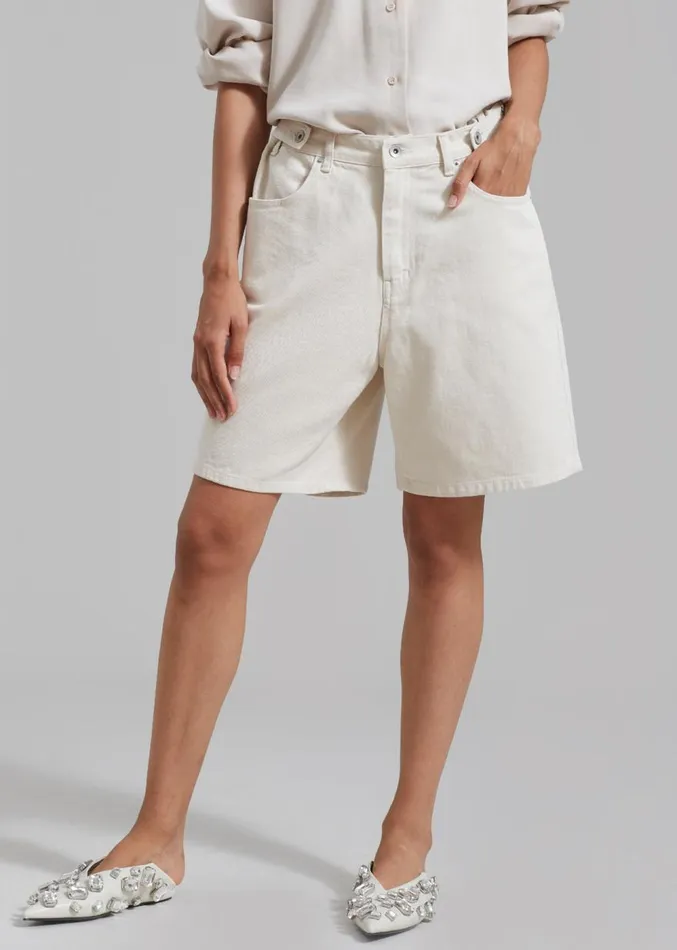 The Frankie Shop Meredith Denim Shorts 8211 Cream Women Denim