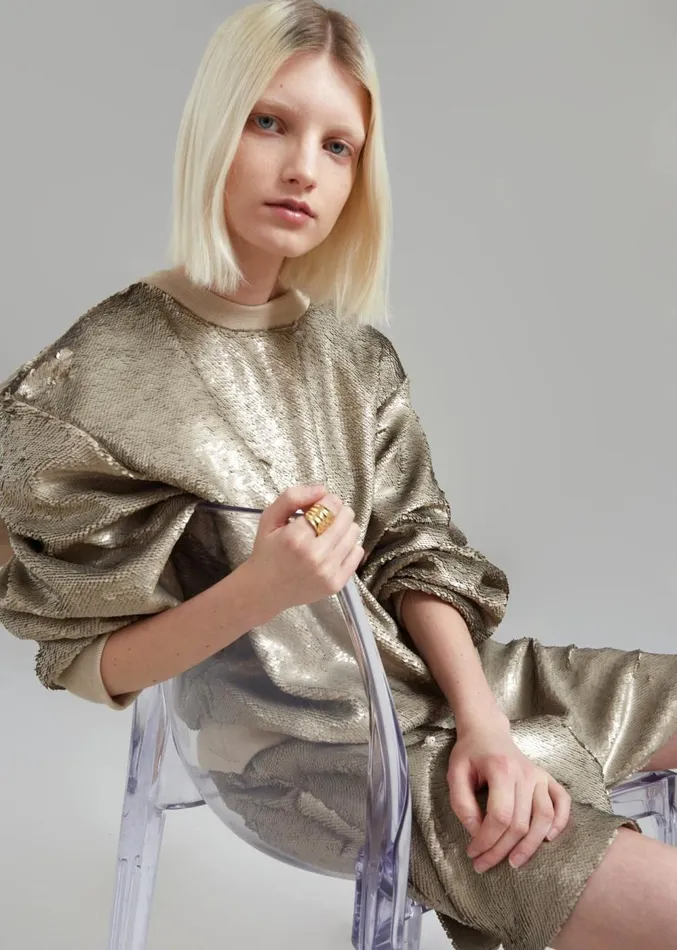 The Frankie Shop Metz Sequins Sweatshirt 8211 Bronze Women Clothing
