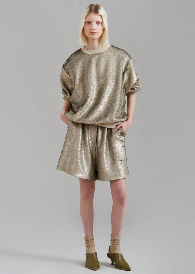 The Frankie Shop Metz Sequins Sweatshirt 8211 Bronze Women Clothing