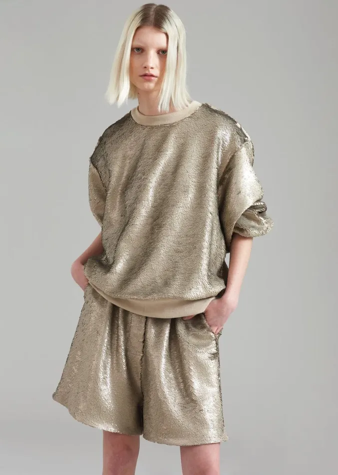 The Frankie Shop Metz Sequins Sweatshirt 8211 Bronze Women Clothing