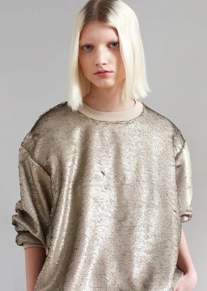 The Frankie Shop Metz Sequins Sweatshirt 8211 Bronze Women Clothing