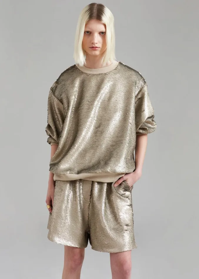 The Frankie Shop Metz Sequins Sweatshirt 8211 Bronze Women Clothing
