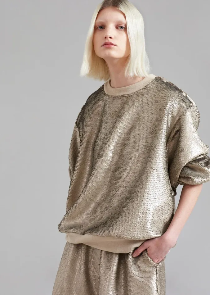 The Frankie Shop Metz Sequins Sweatshirt 8211 Bronze Women Clothing